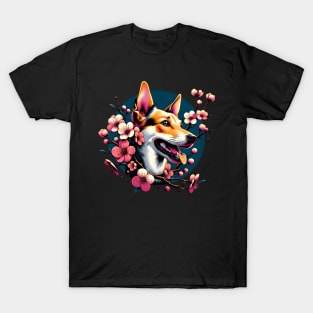 Portuguese Podengo Pequeno and Spring's Cherry Blossoms T-Shirt